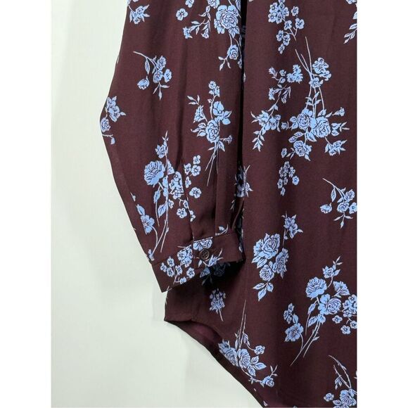 A8 - Joan Rivers Long Sleeve Blue Floral Blouse Size 4/Small - Picture 5 of 6